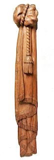 Carved Wood Drapery Swag and Tassel Wall Sculpture