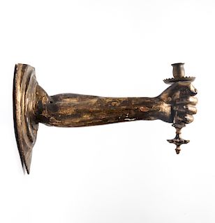 Realistic Gilded & Carved Arm-Form Wall Sconce
