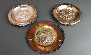 Peruvian Silver Repousse Dishes, Group of 3