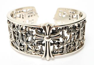 Sterling Silver "Chrome Hearts" Cuff Bracelet