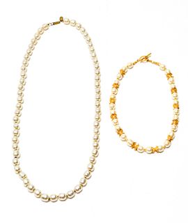Miriam Haskell Faux Baroque Pearl Necklaces