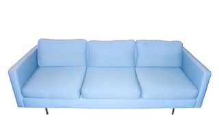 Mid-Century Modern Blue Upholstered Sofa
