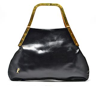 Roberta di Camerino Black Leather & Gold-Tone Bag