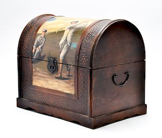 Domed Storage Trunk with Painted Golfers