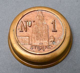 "No. 1 5th Ave." Bronze Medal Paperweight
