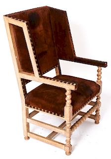 Spanish Colonial Manner Throne w Hide Upholstery