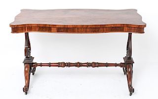 Victorian Trestle Table w Carved & Turned Supports