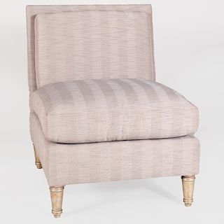 Modern Silver-Gilt and Upholstered Slipper Chair 