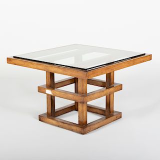 Modern "Malevich" Oak and Glass Low Table
