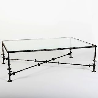 Modern Bronze and Glass Low Table, in the Manner of Giacometti