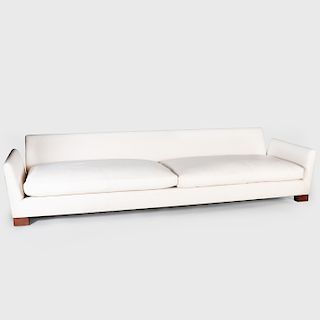 Modern White Muslin Upholstered Sofa, Attributed to Billy Haines 