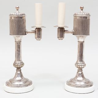 Pair of Silver Plate Argand Table Lamps