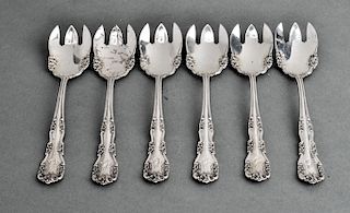 Sterling Silver Ice Cream Forks w Floral Motif