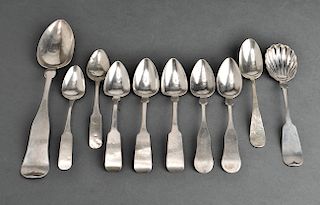 American Coin Silver Spoons, Group of 10