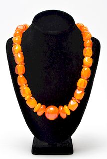 Natural Amber & Faux Amber Beads Necklace