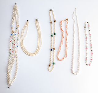 Pearl, Coral, & Stone Necklaces, 6