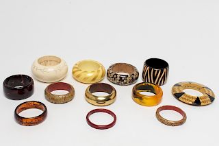 Woman's Assorted Vintage Bangle Bracelets, 12