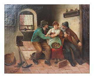 Artist Unknown
(19th/20th century)
Two Miners with a Woman in Interior