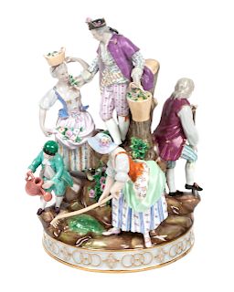 A Meissen Porcelain Figural Group
Height 11 3/4 x diameter 7 1/2 inches.