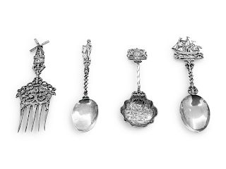 A Group of Four European Silver Decorative Utensils
including three Dutch examples.