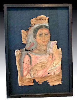 Framed Egyptian Romano (Faiyum) Portrait on Linen