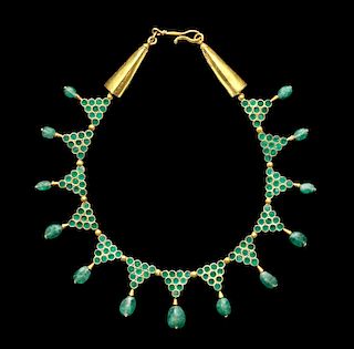 Byzantine 20K+ Gold & Emerald Necklace - ex Christie's