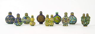 Group of 10 Cloisonne Snuff Bottles.