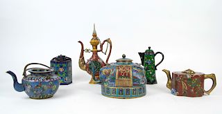 A Group of Cloisonne Teapots.