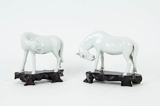A Fine Pair of Blanc-de-Chine Horses.