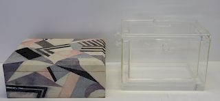 Multicolor Shagreen Box Together With A Lucite
