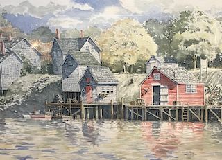 G.S. Hill Watercolor "Platt Island Maine"