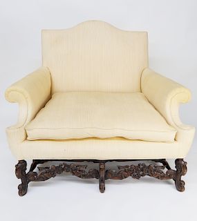 Venetian Style Upholstered Roll-Arm Settee, late 19th century