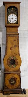 Antique French Paint Decorated Tallcase Clock.