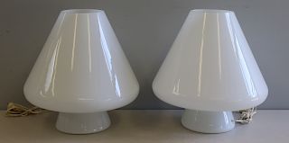 MIDCENTURY Pair Of Murano Glass Mushroom Lamps
