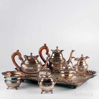 Seven-piece Portuguese Silver Tea and Coffee Service