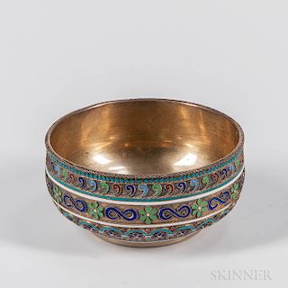 Russian .875 Silver-gilt and Cloisonne Enamel Bowl