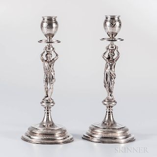 Pair of Austrian .800 Silver Candlesticks