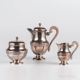 Three-piece French .950 Silver Tea Service