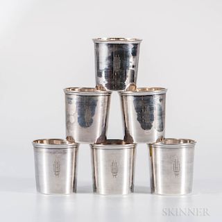 Six French .950 Silver Beakers