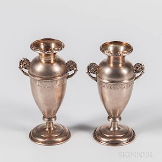 Two Russian .875 Silver Bud Vases