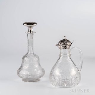 Two Sterling Silver-mounted Glass Items