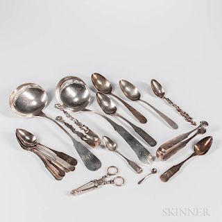Seventeen Pieces of Early Kirk Silver Flatware