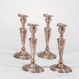 Four Reed & Barton Sterling Silver Candlesticks