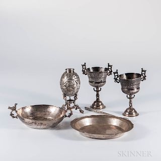 Five Pieces of Spanish Colonial Silver Tableware