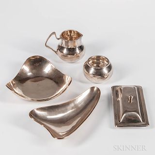 Five Pieces of Mexican Sterling Silver Tableware