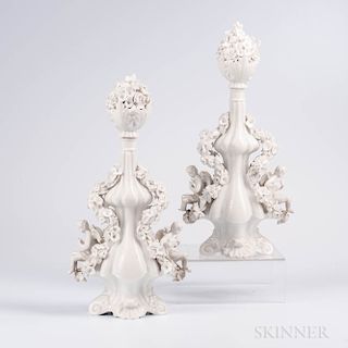 Pair of Meissen Porcelain Blanc de Chine Bottles and Stoppers