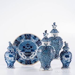 Five Pieces of Dutch Blue and White Delft