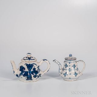 Two Dutch Delft Teapots and Covers