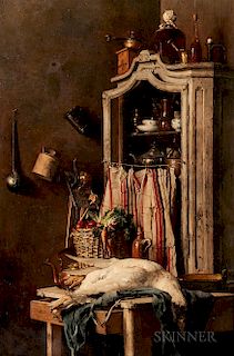 Attributed to François Cornelis Knoll (Dutch, 1771-1827)  Still Life with Cupboard, Vegetables, and Game