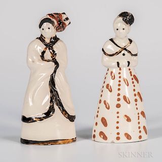 Two Staffordshire Creamware Figures of Women
